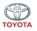 Toyota logo with brand name on a red background